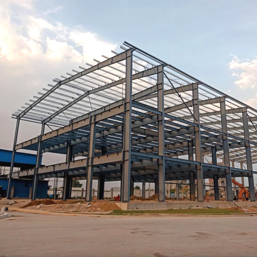 Steel structure construction - Multi-story industrial building frame